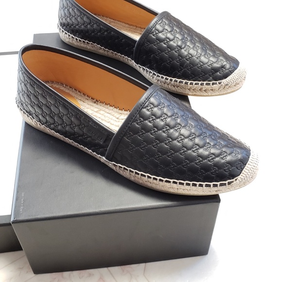 GUCCI AUTHENTIC Black Leather Espadrille Shoes - Picture 2 of 8